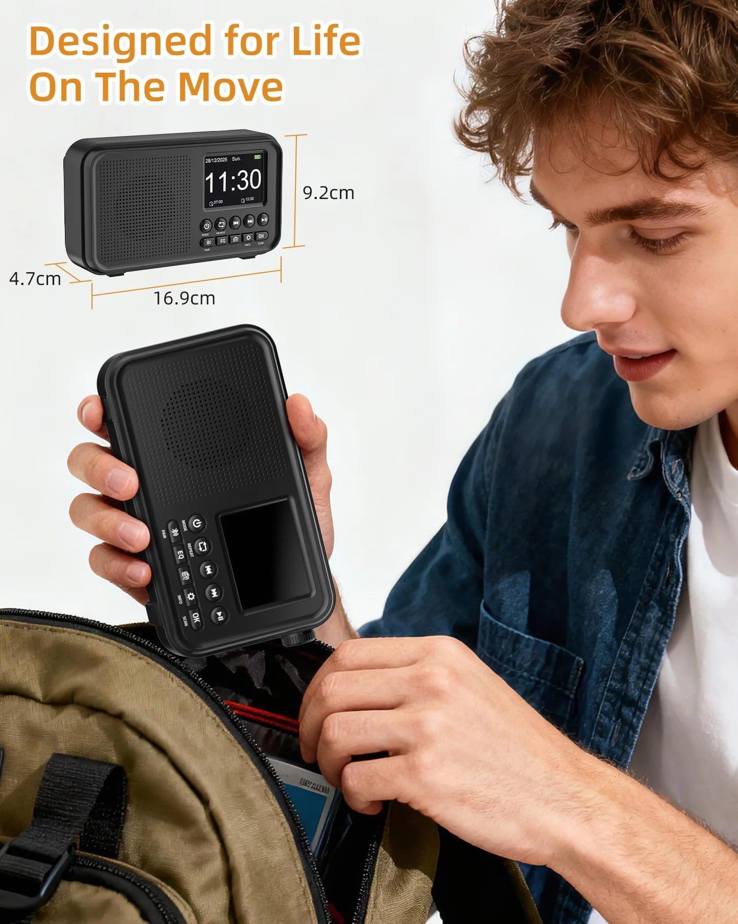 Mesqool Radio Digitale DAB FM Bluetooth Batteria Ricaricabile 3000mAh Compatibile TF 64GB Ricarica Type-C