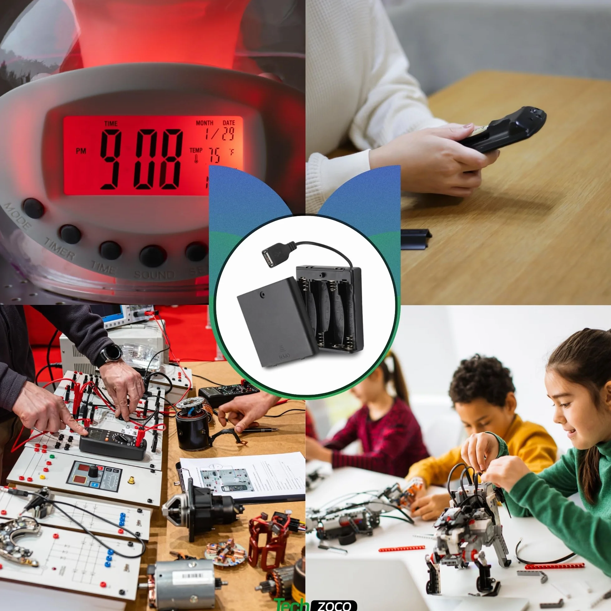 Porta batterie con interruttore on/off 6 V per 4 batterie LR6 AA, supporto batteria AA, cavo USB femmina