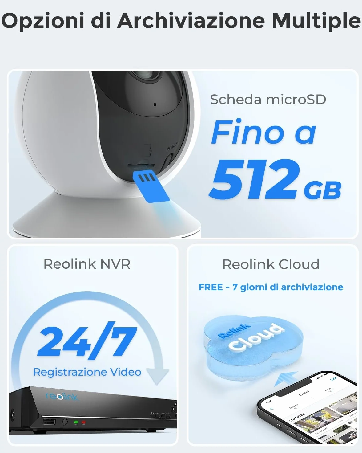 Reolink Telecamera WiFi Interno 3MP Pan/Tilt E1 Ricondizionato, Sorveglianza 2.4GHz Audio 2 Vie Visione Notturna Rilevazione Movimento