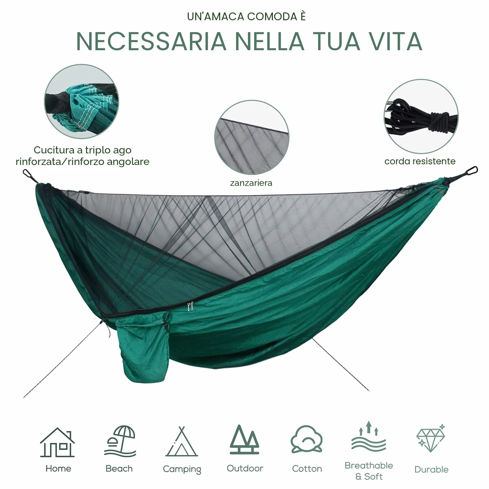 Amaca da Campeggio 300kg Nylon Asciugatura Rapida Outdoor Giardino