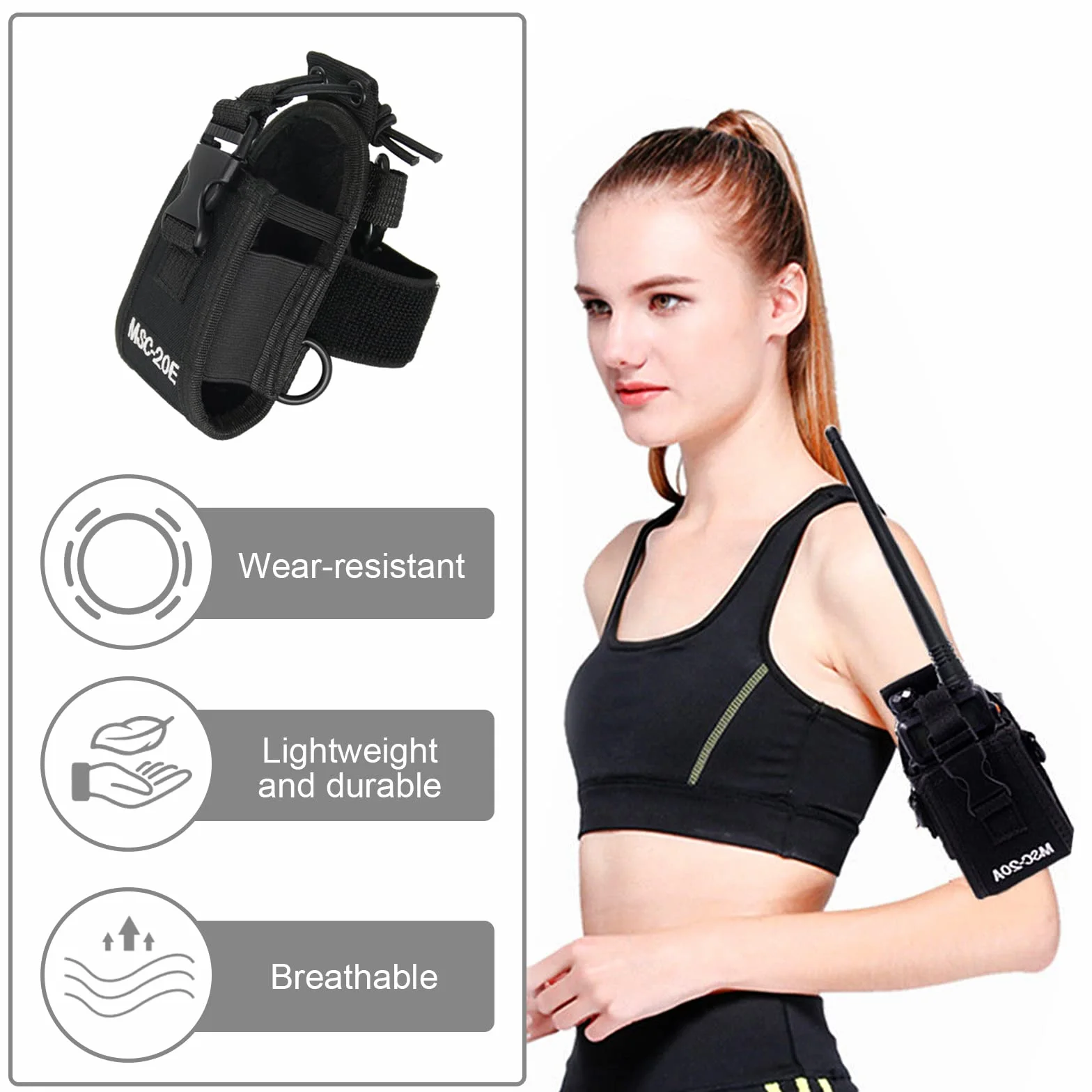 Fondina Walkie Talkie MSC-20A Custodia Universale per Radio Bidirezionale con Tracolla Regolabile Nero