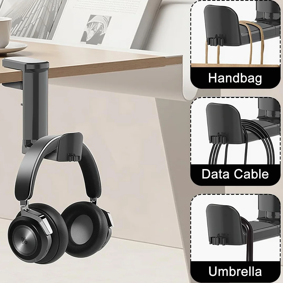 GXGM Supporto Per Cuffie da Scrivania, Gancio Borsa da Tavolo, Organizzatore per Accessori (Nero)