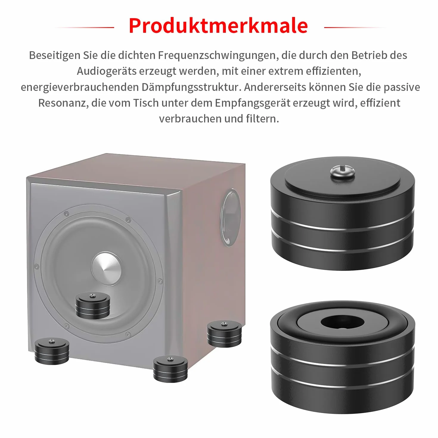 Tertullus 4 piedini per altoparlanti HiFi 40 mm × 20 mm alluminio M4 nero