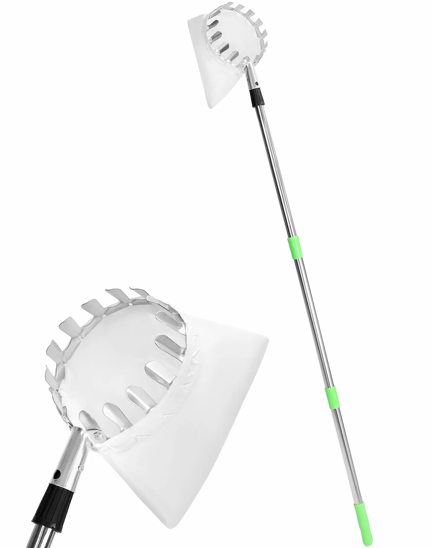 QWORK® Raccoglitrice di Frutta 4M con Manico telescopico, Acciaio Inossidabile, Strumento raccoglifrutta