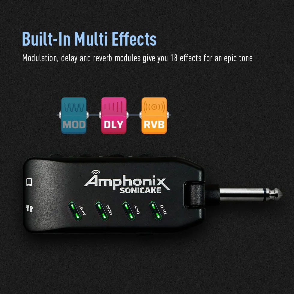 SONICAKE Mini Amplificatore Headphone Amp Bluetooth Multi-Effetti Plug-In USB Ricaricabile Portatile