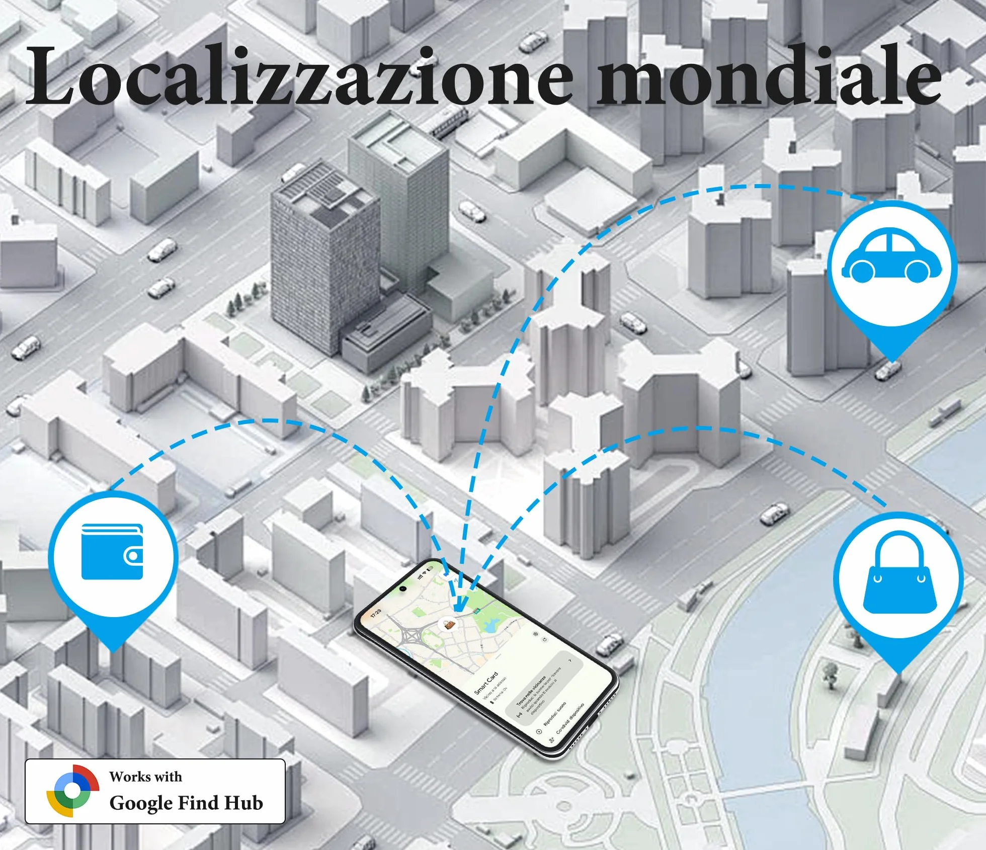 Carta Tracker Ricaricabile Compatibile con Google Find Hub, Wallet Tracker Card per Android, IP68, Ultra Sottile