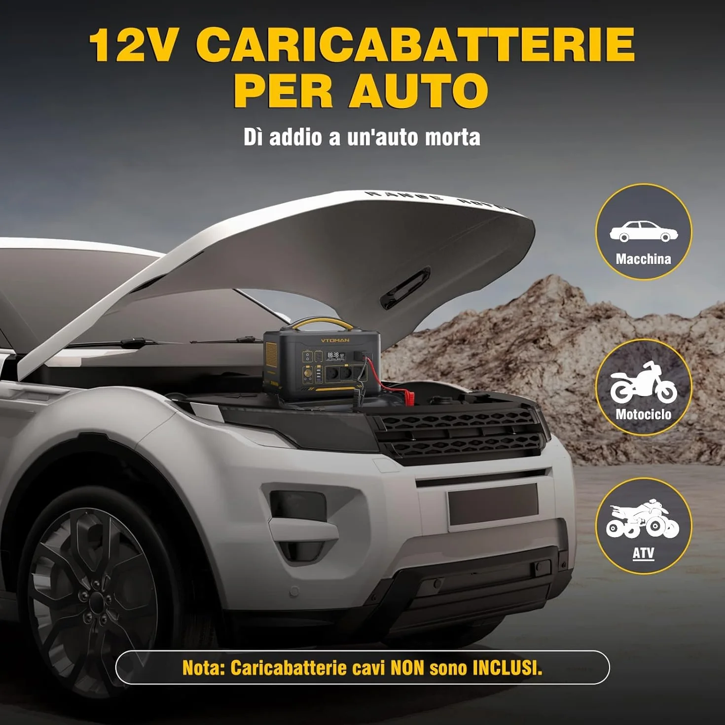VTOMAN Jump 2200 Centrale Elettrica Portatile da 2200W, Generatore Solare da 1548Wh con Capacità Espandibile, con Avviatore, Potenza in Ingresso Potenziata a 400W