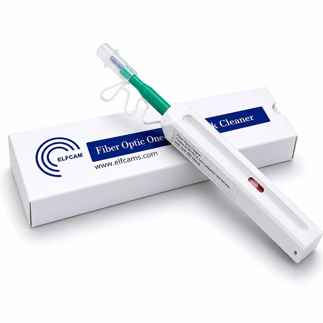 Elfcam Pulitore a Click per Bussole e Connettori a Pannello SC/FC/ST Ferrula 2,5mm Penna Pulizia 800 Pulizie