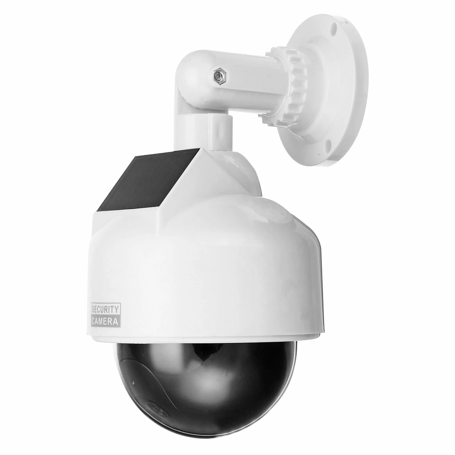 Finta telecamera di sorveglianza a energia solare con LED rosso lampeggiante, impermeabile per interni ed esterni