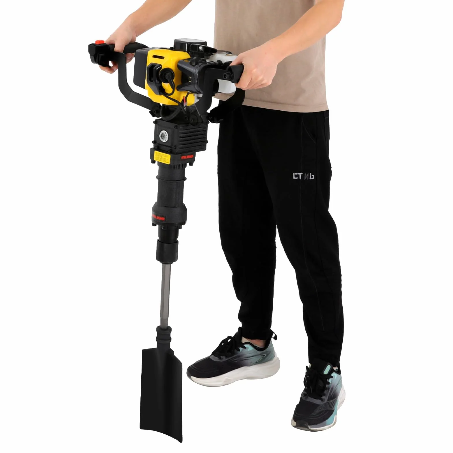 Escavatore da giardino multifunzionale a 2 tempi, 1250W Scavatore ad alberi portatile a benzina con avviamento manuale, 6500 giri/min, utilizzato per scavo e ghiaia in giardini, fattorie, ecc