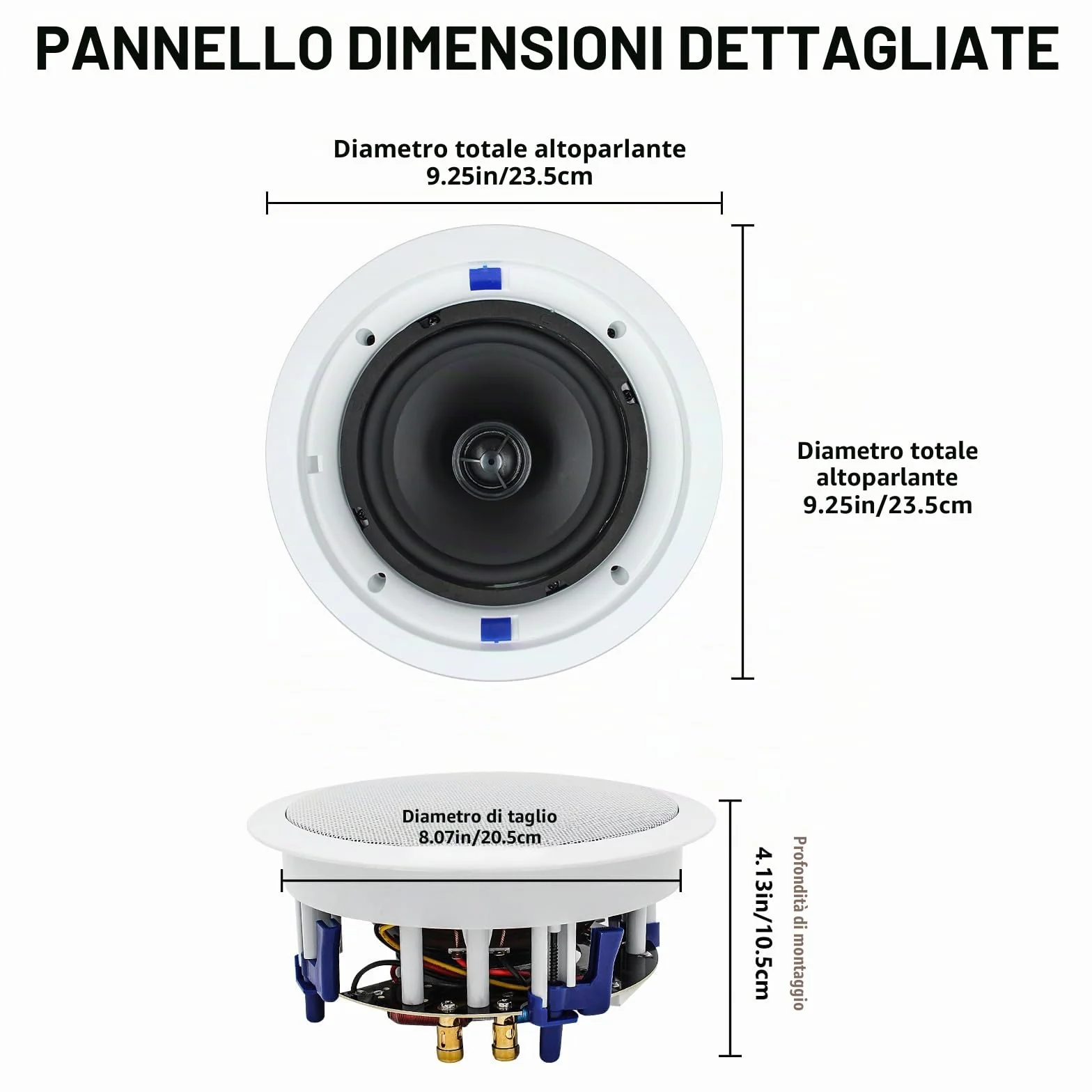 Herdio Altoparlanti da soffitto 16,5 cm 640 W 2 vie montaggio a incasso (4)