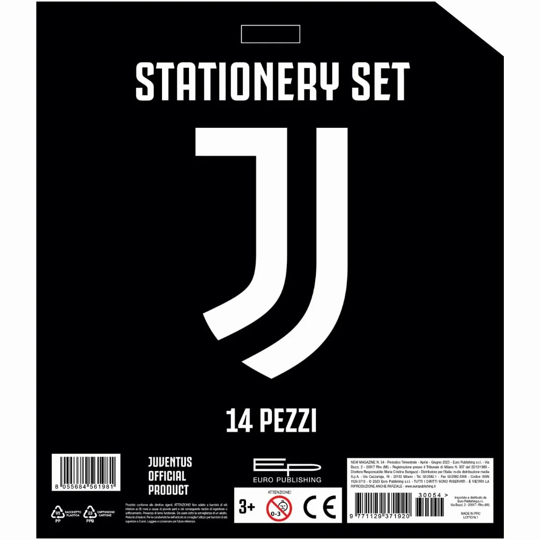 EURO PUBLISHING Juventus Set Cancelleria 14 Pezzi Prodotto Ufficiale