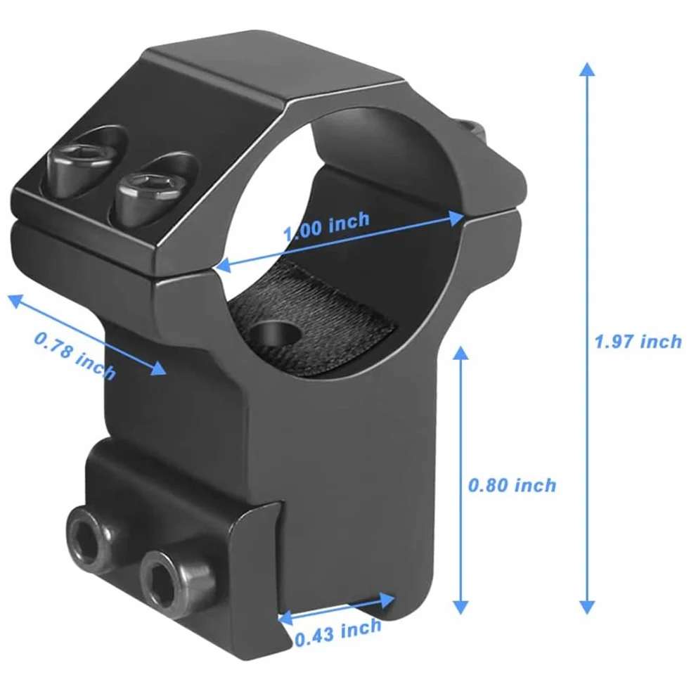 Paike 1" Alto Profilo Anelli Supporto per Cannocchiale per Guide a Coda di Rondine 11 mm, 2 Pezzi