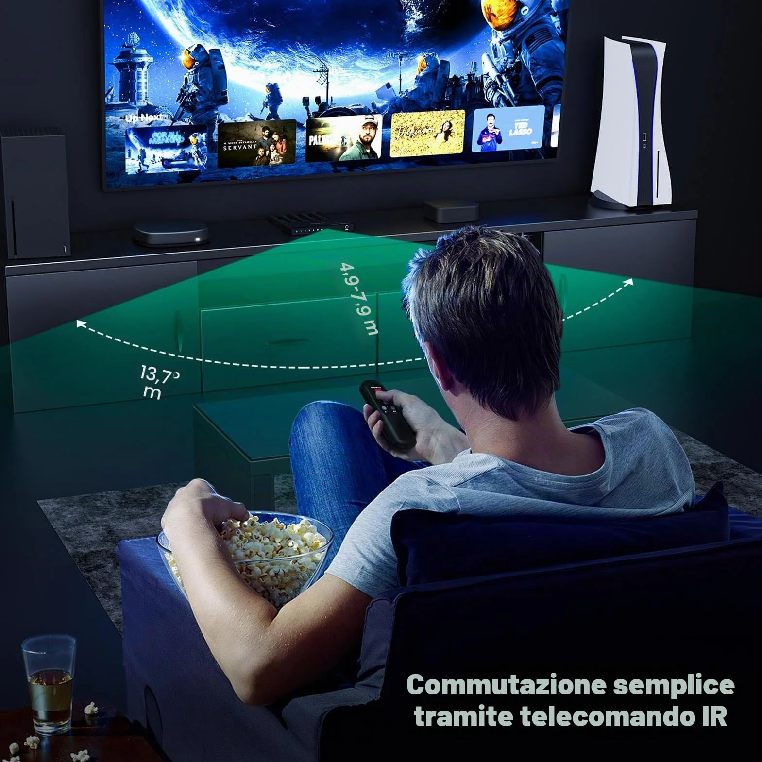 AVIDGRAM Switch HDMI 4K 60Hz 2.0 Selettore 4 In 1 Out con Telecomando IR HDCP 2.2 HDR10 18 Gbps