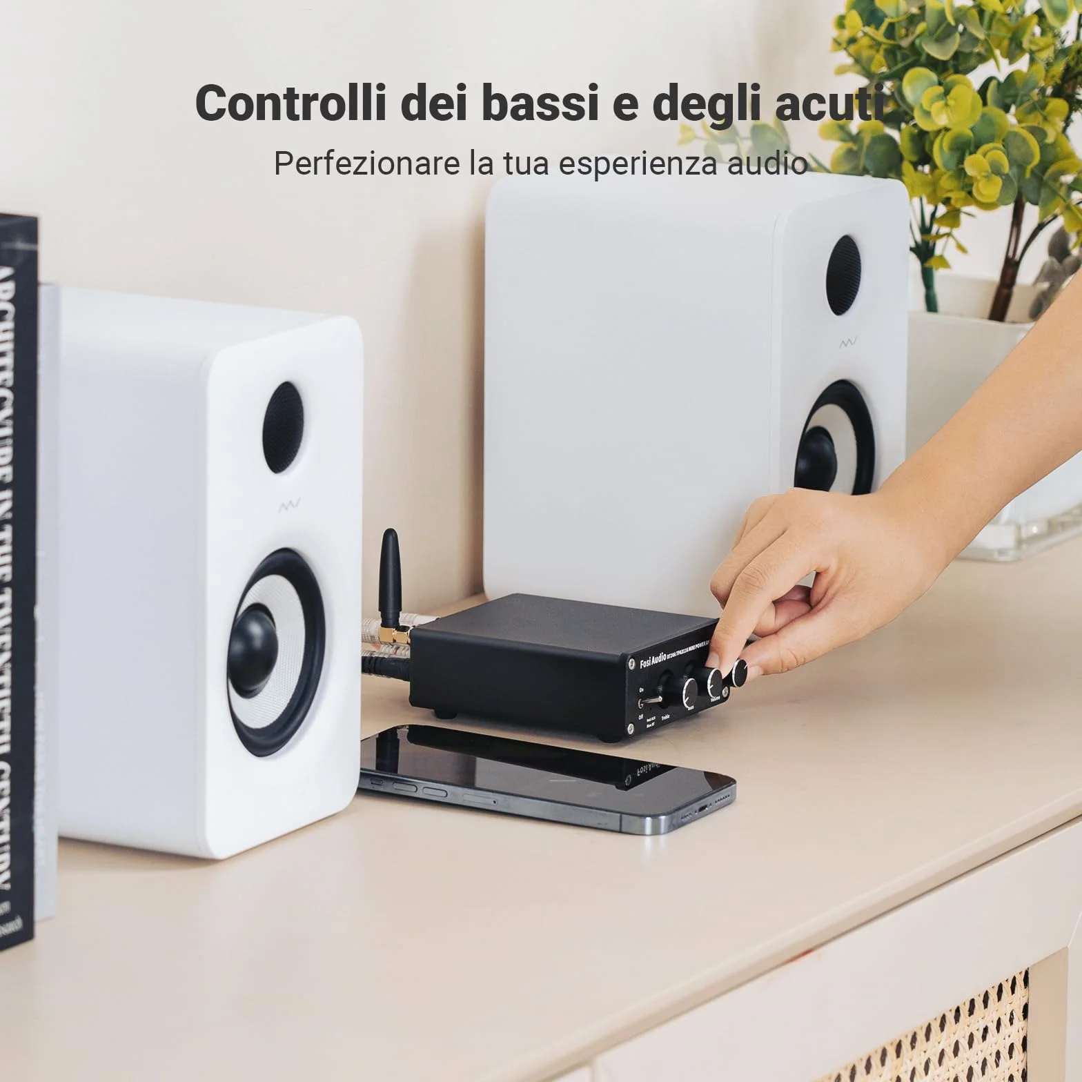 Fosi Audio BT20A Amplificatore Bluetooth 5.0, TPA3116 100Wx2 HiFi Stereo, Mini Amplificatore Classe D 2.0 Canali per Altoparlanti Passivi