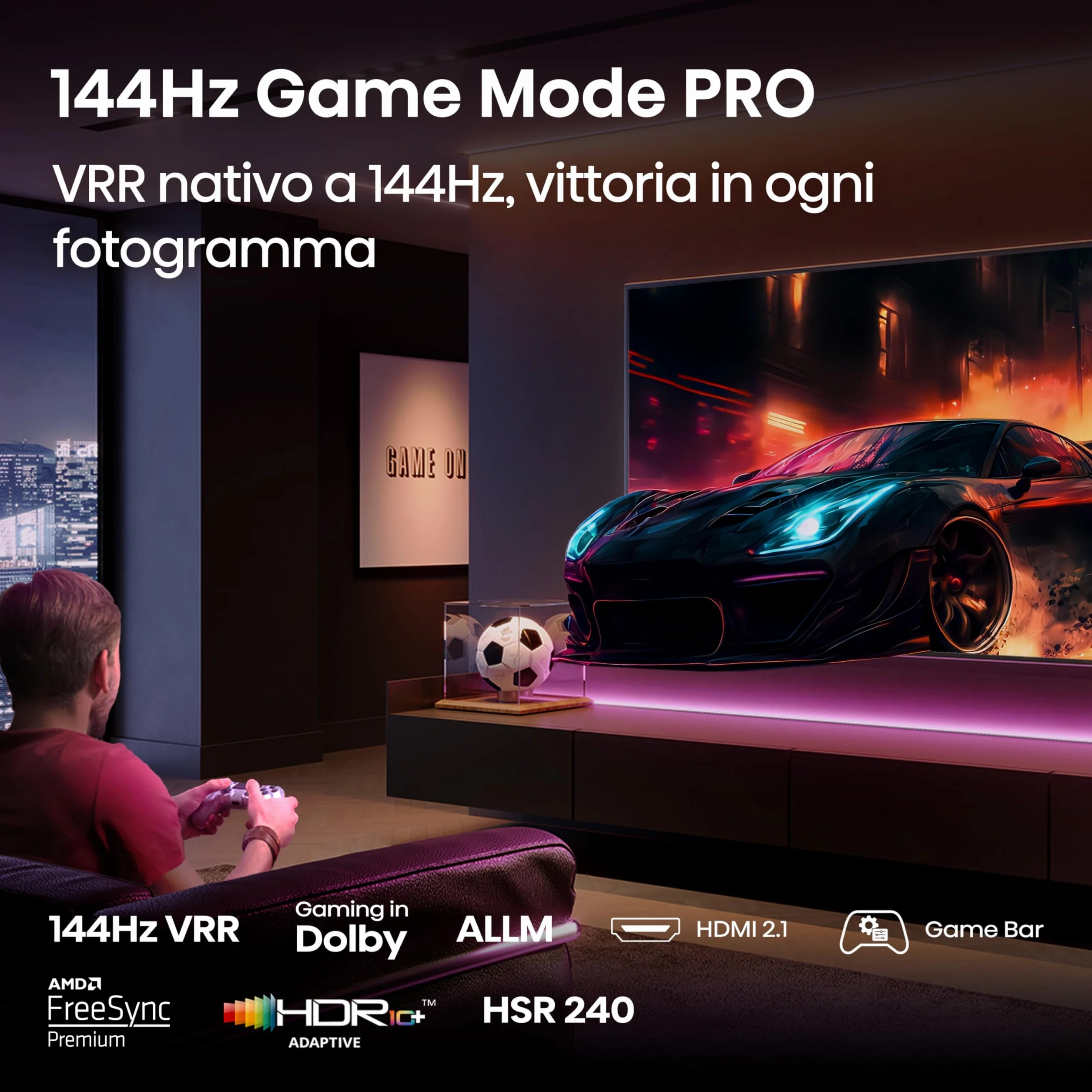 Hisense TV 55" QLED 4K 144Hz 55E7Q PRO Smart TV Dolby Vision IQ HDR10+ Dolby Atmos