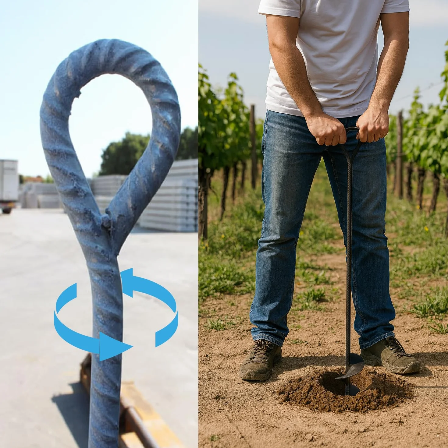 Crisalide® – Trivella in Ferro per Vigneti e Ancoraggi Tirafili | Lunghezza 90 cm | Pala Ø 15 cm | Ideale per Terreni Agricoli, Orti e Giardinaggio