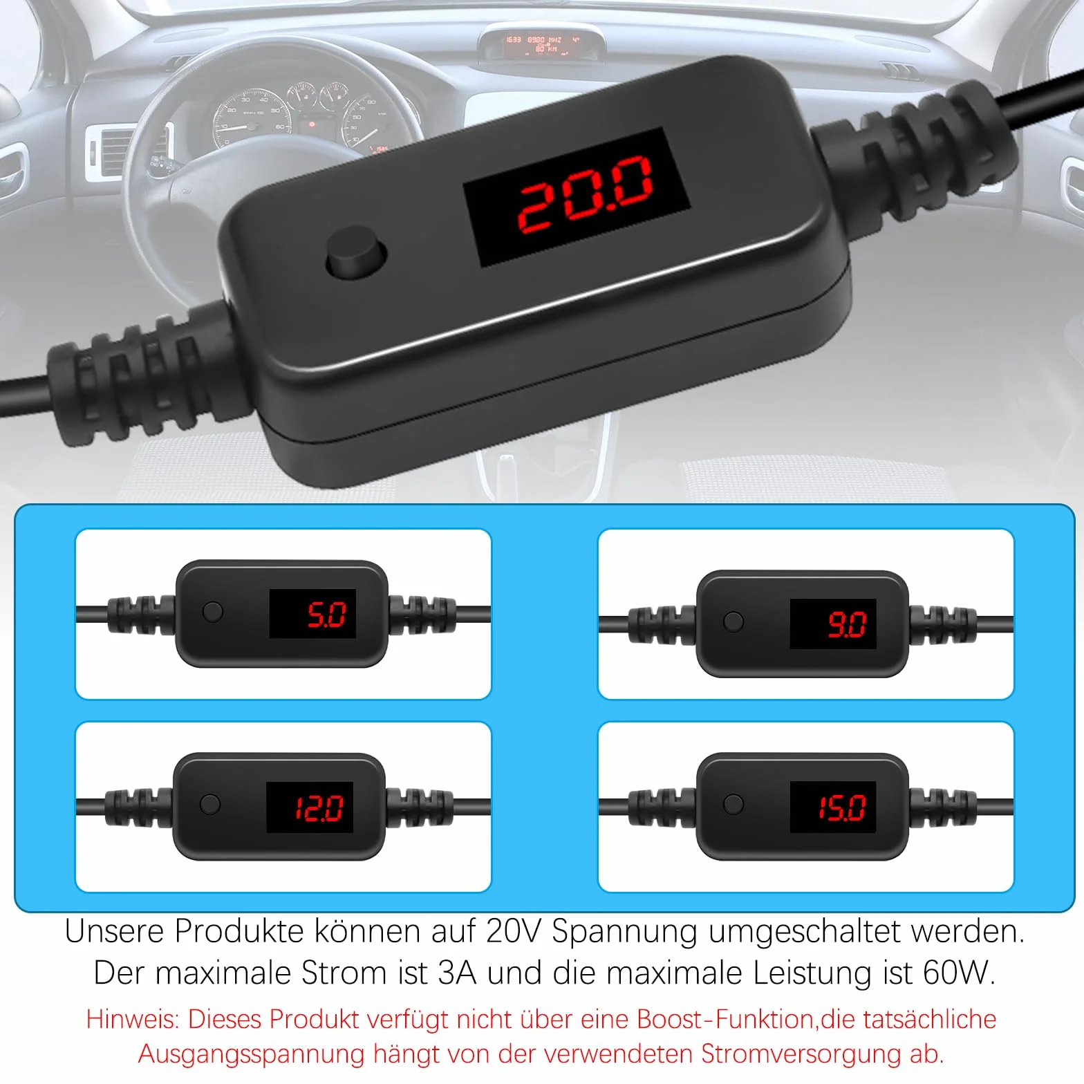 Adapter USB C 12V 60W do Auta, Dashcam, GPS