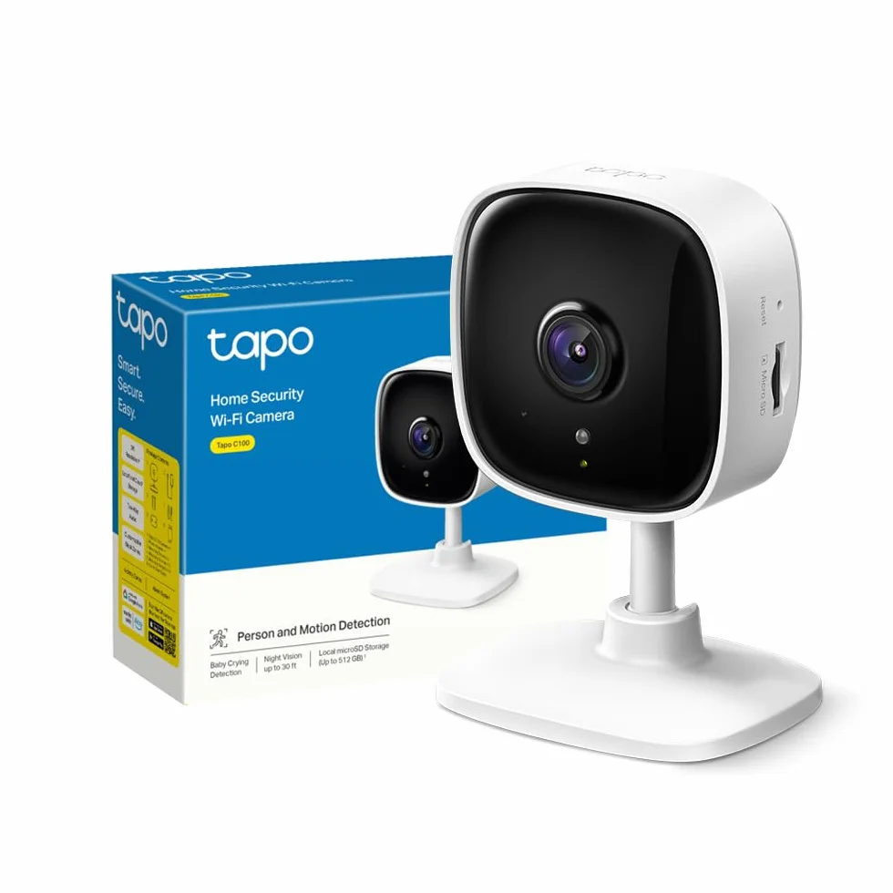 Tapo C100 Telecamera Wi-Fi Interno FHD Visione Notturna Audio Bidirezionale Movimento MicroSD 512GB
