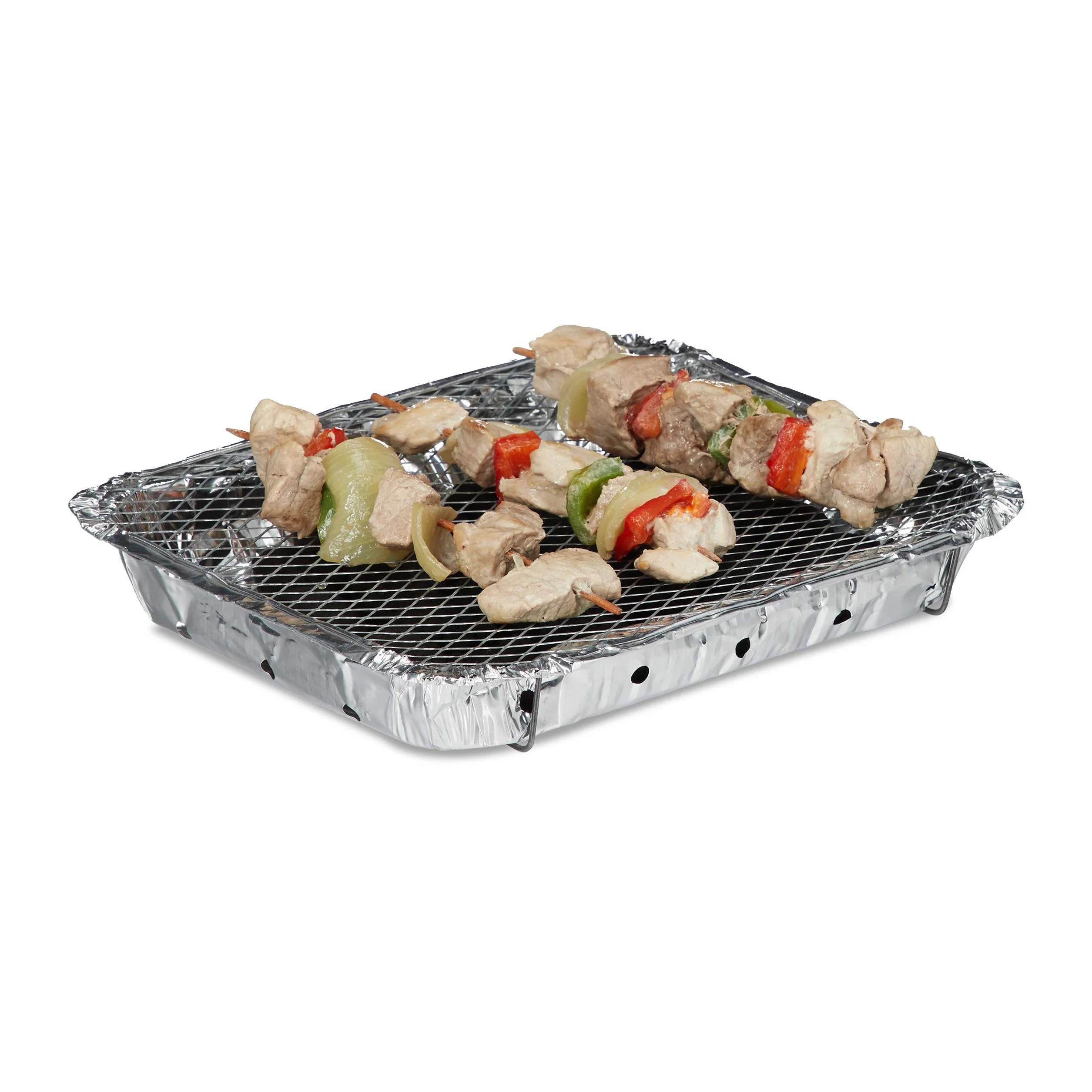 Relaxdays Griglia Monouso, Instant Barbecue, 2 Piedini, 500 g di Carbonella Inclusi, BBQ con Accensione Duratura,Argento