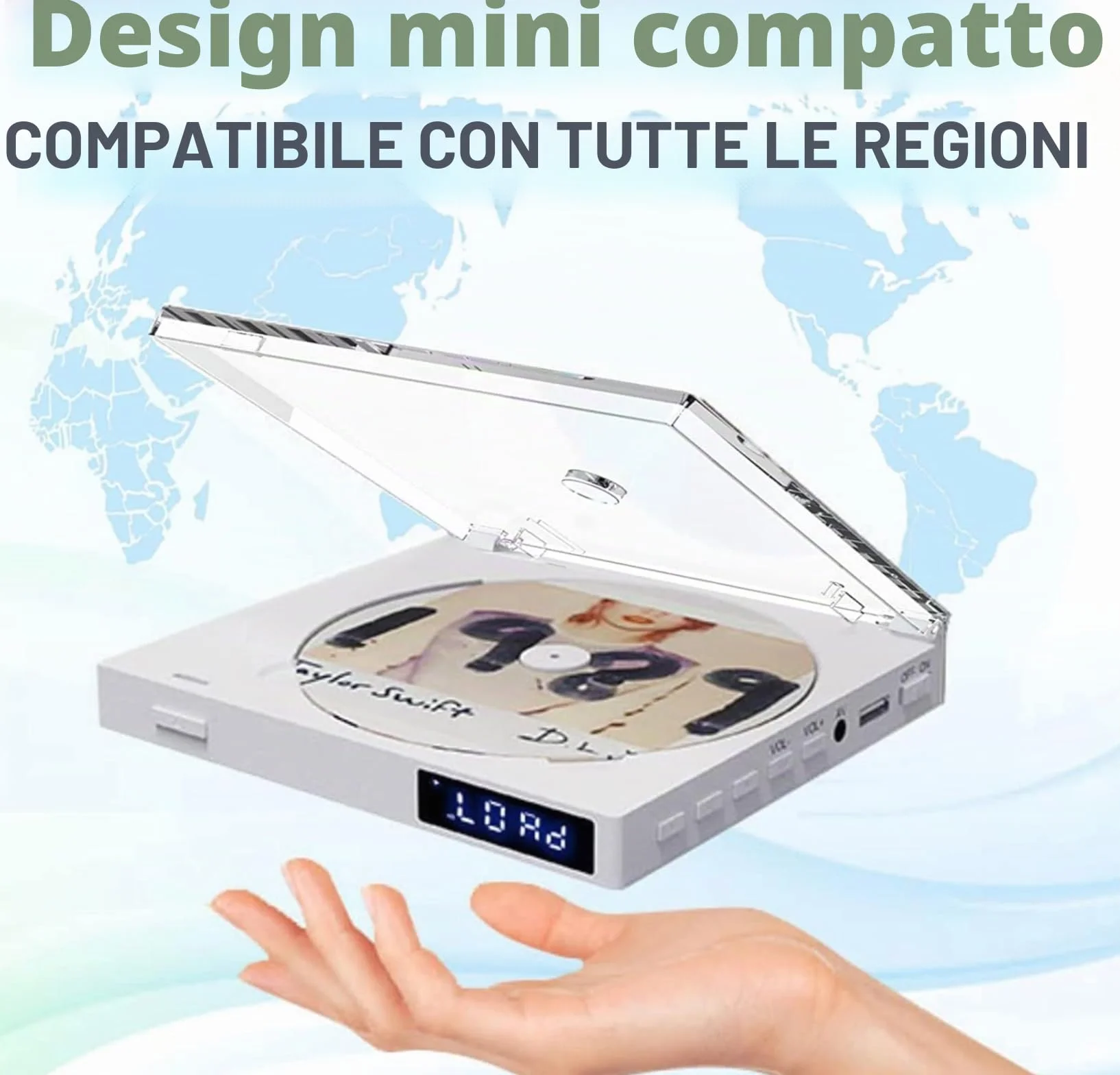 Lettore DVD Super Slim Compatto per TV con Altoparlante HiFi Integrato, Uscita USB, AUX 3,5mm, PAL/NTSC, HDMI