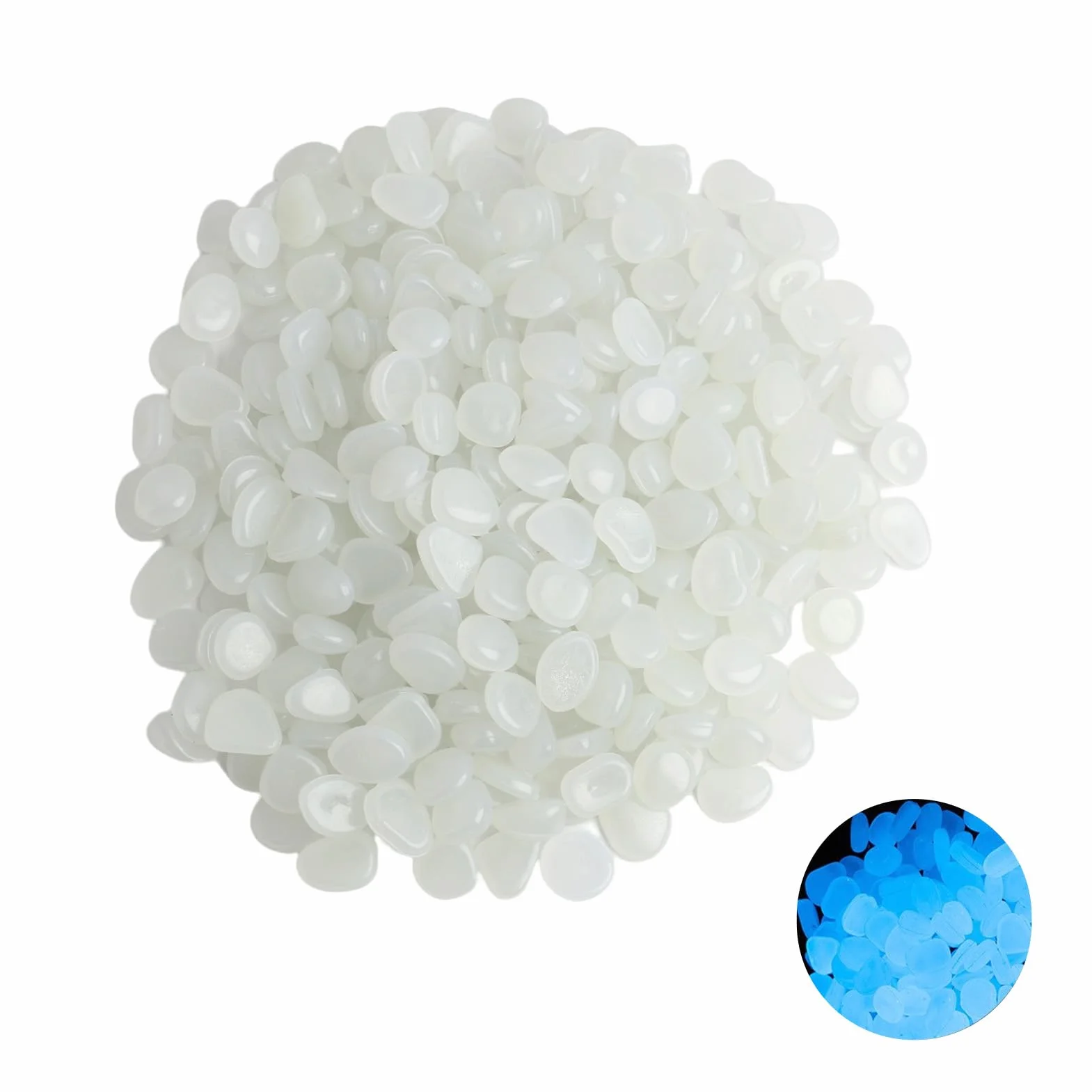 300 Pezzi Pietre Luminose da Giardino, Bianca Pietre Luminosi, Sassi Decorativi Fosforescenti per Esterni, Ciottoli Brillanti per Acquario, Prati, Terrazza e Vasi, Pietra Luminosa Bianco