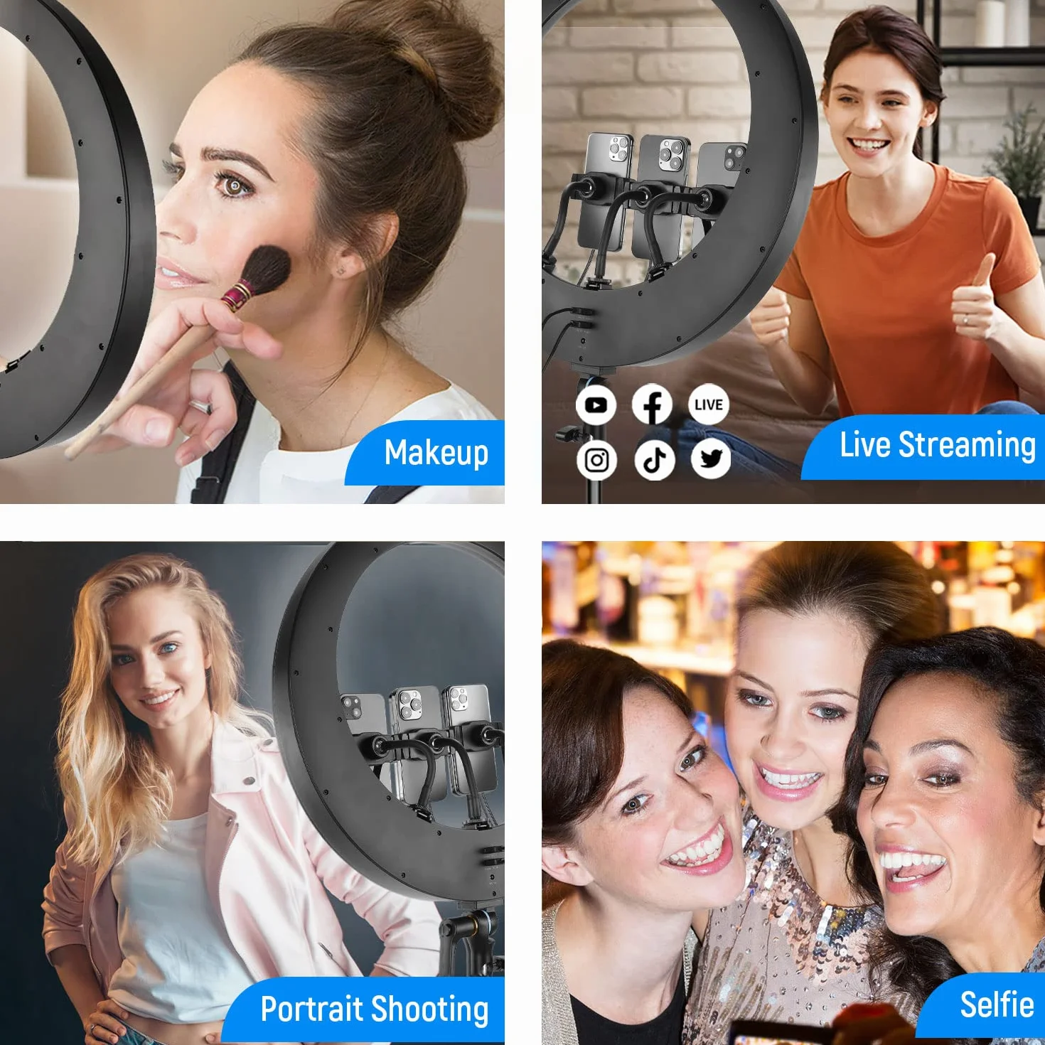 NEEWER Ring Light RP19H 19" 42W CRI97+ 2540lux, Stativo e Portatelefono, Controllo 2.4G Touch, Illuminazione Streaming Zoom