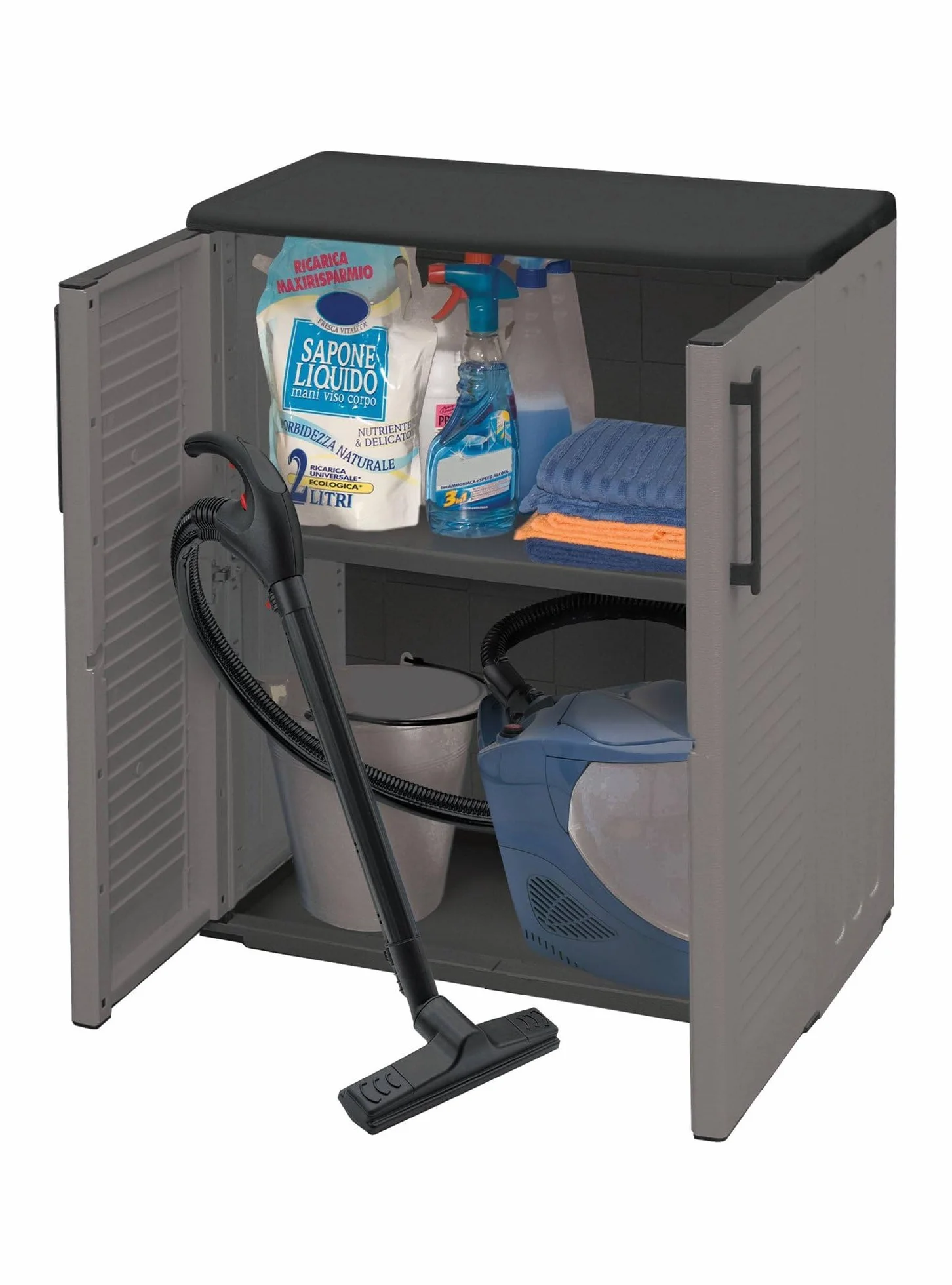 Armadio da esterno Mol Dmora 68x37h84 cm Grigio e Nero
