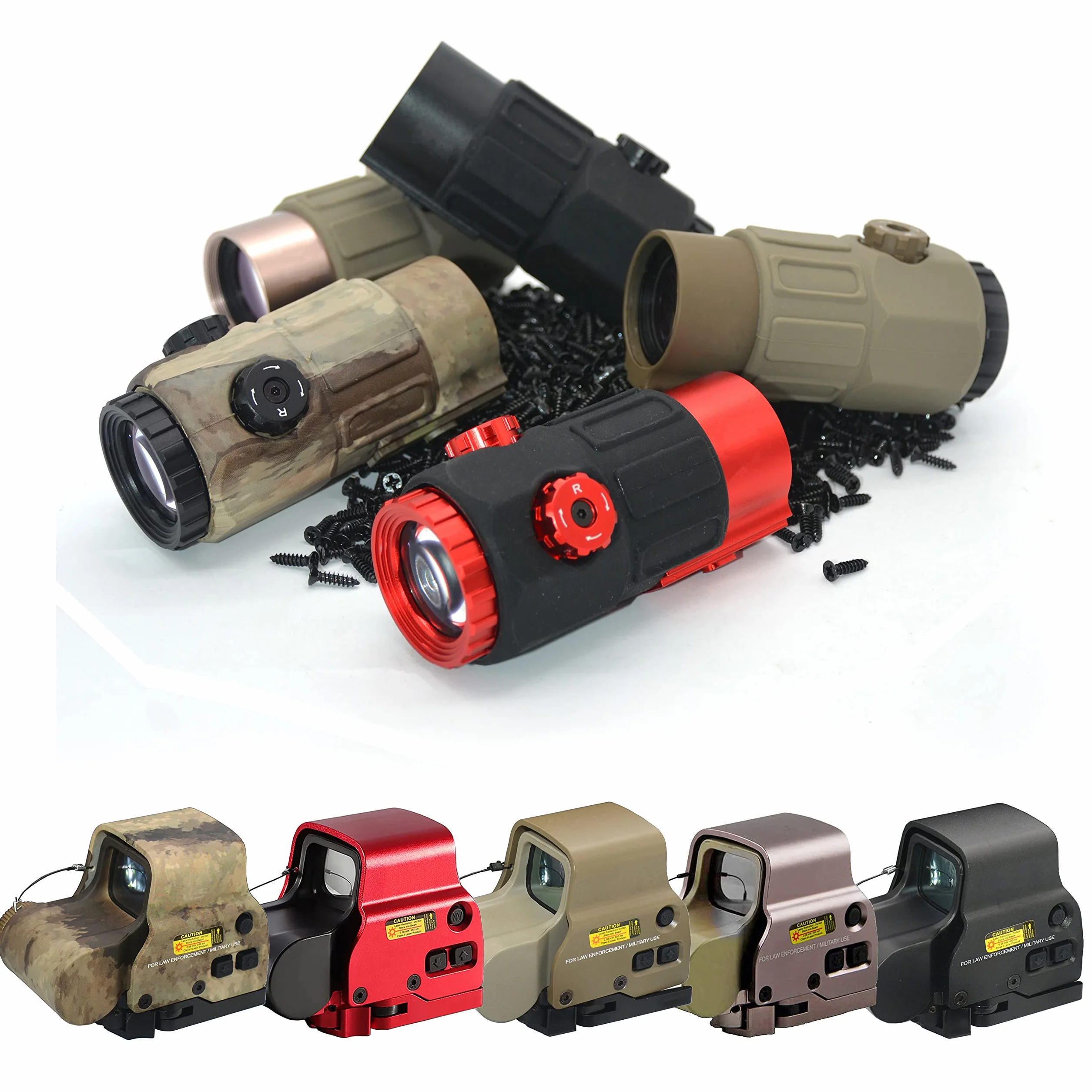Mirino 558+G45 dot reflex e combo con lente d'ingrandimento 5X, mirino ottico olografico ibrido