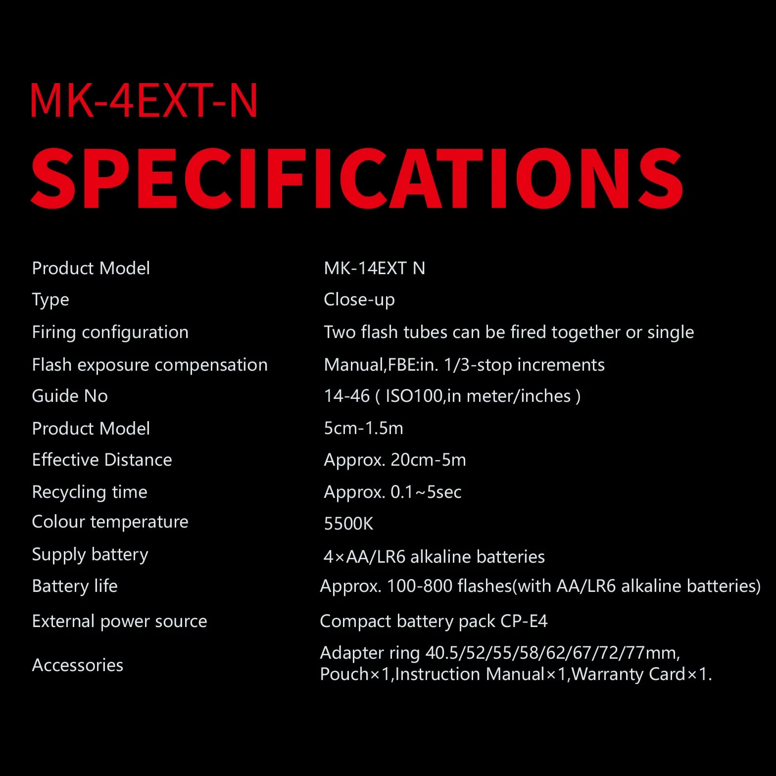 Meike MK-14EXT-N I-TTL Macro Ring Lite Flash LED AF Assist Lamp for Nikon D5100 D3200 D3300 D5200 D90 D850 D3500