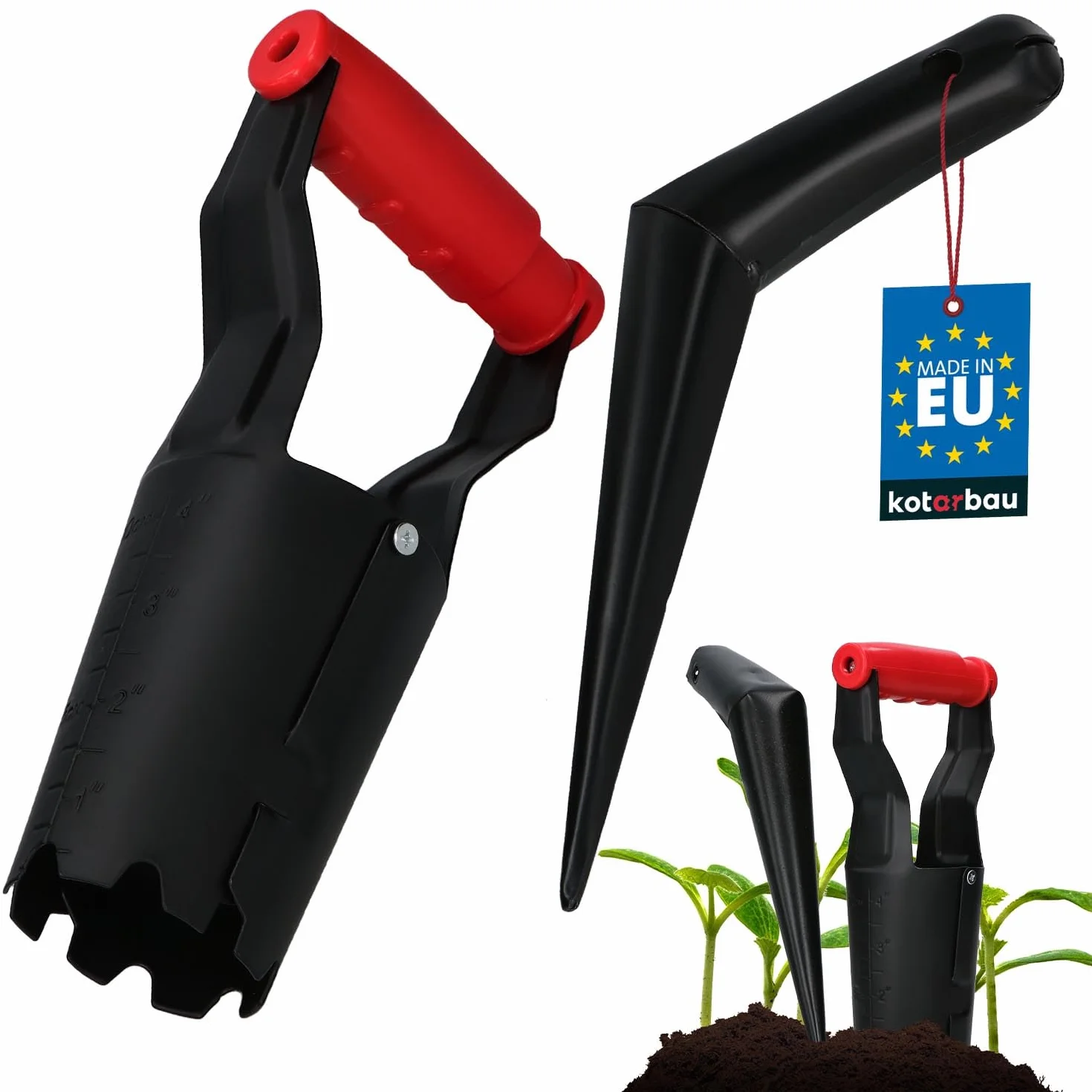 KOTARBAU® Piantabulbi - 23 cm - Piantabulbi - Puntale - Acciaio verniciato a polvere - Ausilio per la piantagione - Per piantare bulbi - Nero - Accessori da giardino - Trapano per buche