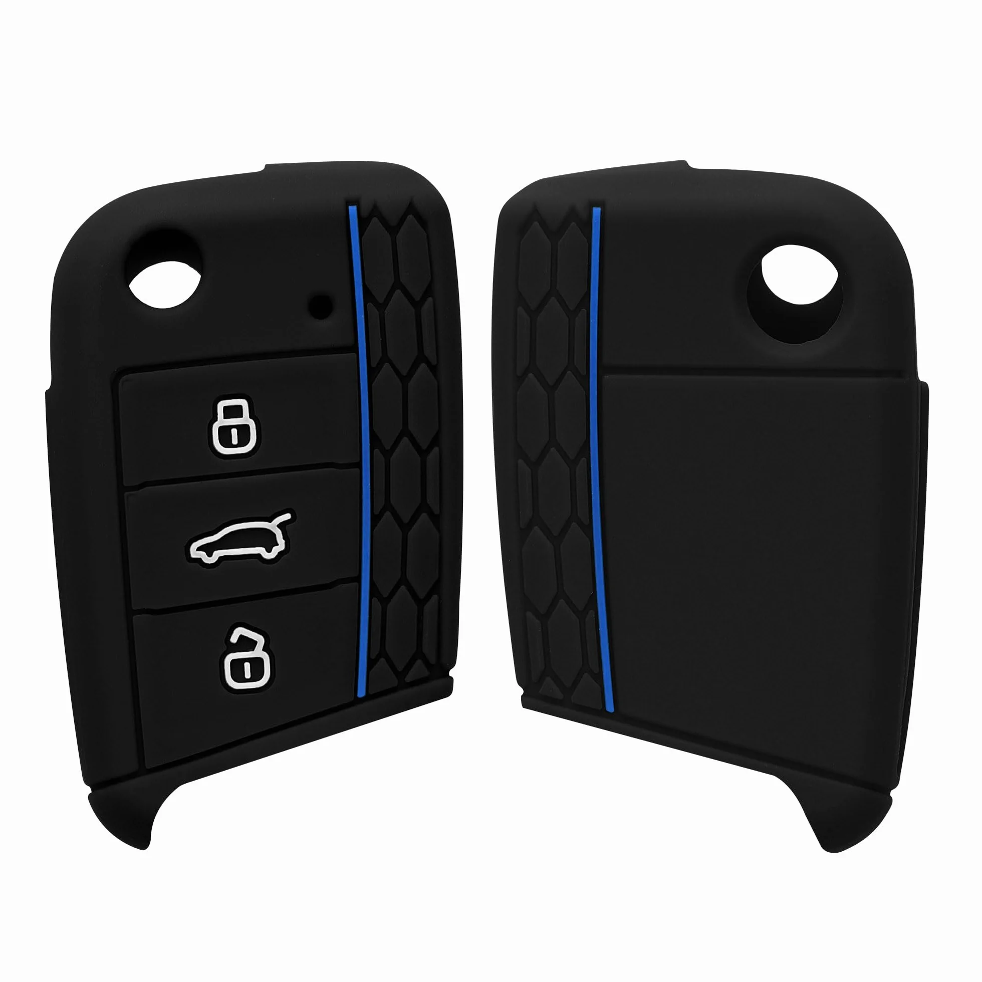kwmobile Custodia Coprichiave Compatibile con VW Golf 7 MK7 3 Tasti Cover Telecomando Chiave Auto Nero Blu