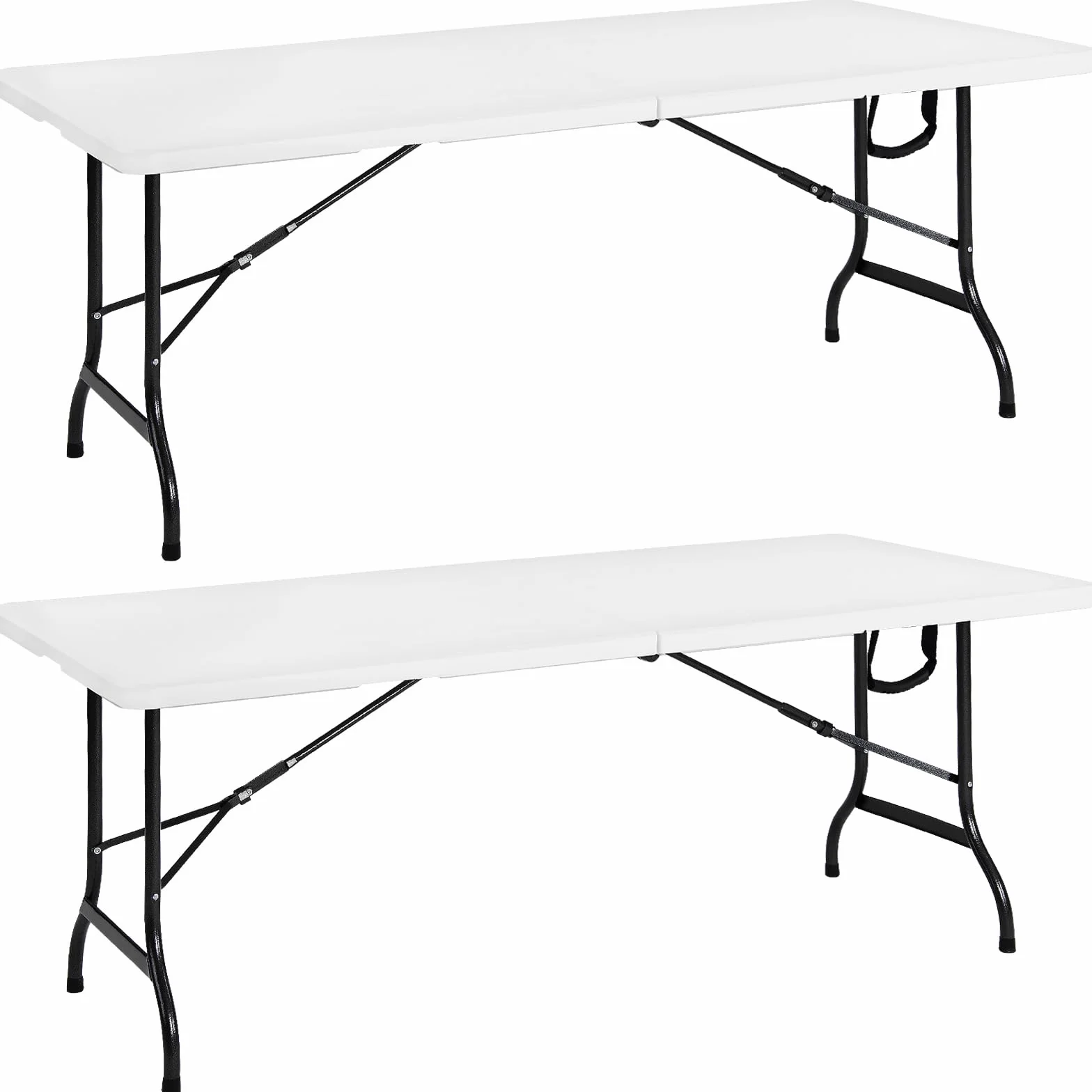 CASARIA Set da 2 Tavoli da Giardino 183x76 cm Pieghevole Resistente Maniglia Trasporto in Plastica Balcone Terrazza Campeggio