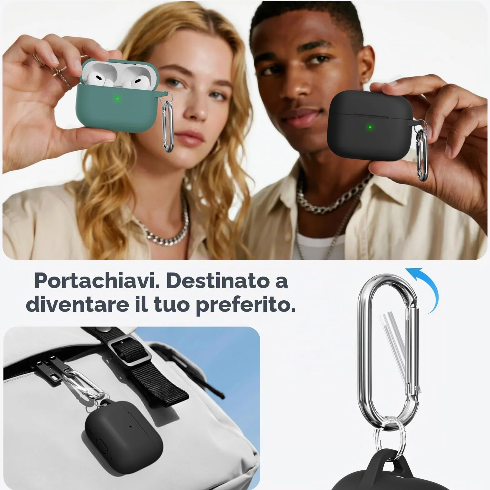 Inesore Hülle für AirPods Pro 3 (2025), Silikon-Schutzhülle mit Reinigungsset, Schwarz