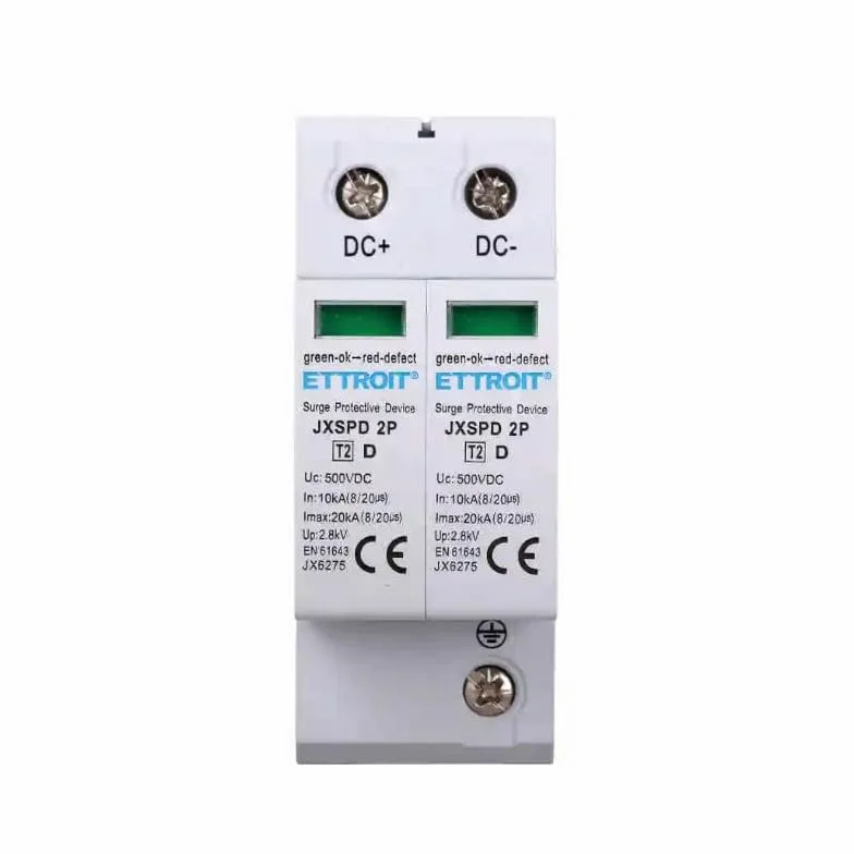 SCARICATORE LIMITATORE DI SOVRATENSIONE DC PER FOTOVOLTAICO TIPO 2 T2 D 2P 500V 2.8KV 10KA 2 MODULI DIN