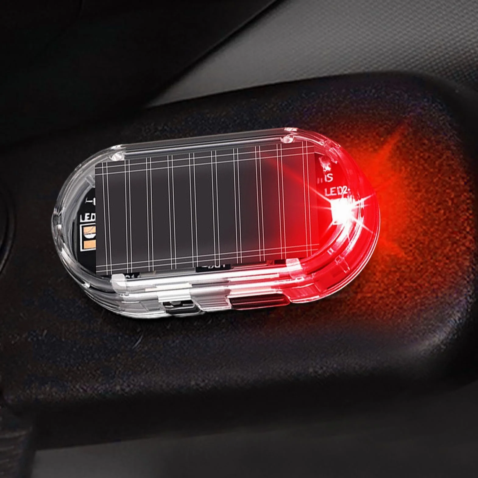 Luce lampeggiante di allarme auto ricaricabile solare LED antifurto per autovetture
