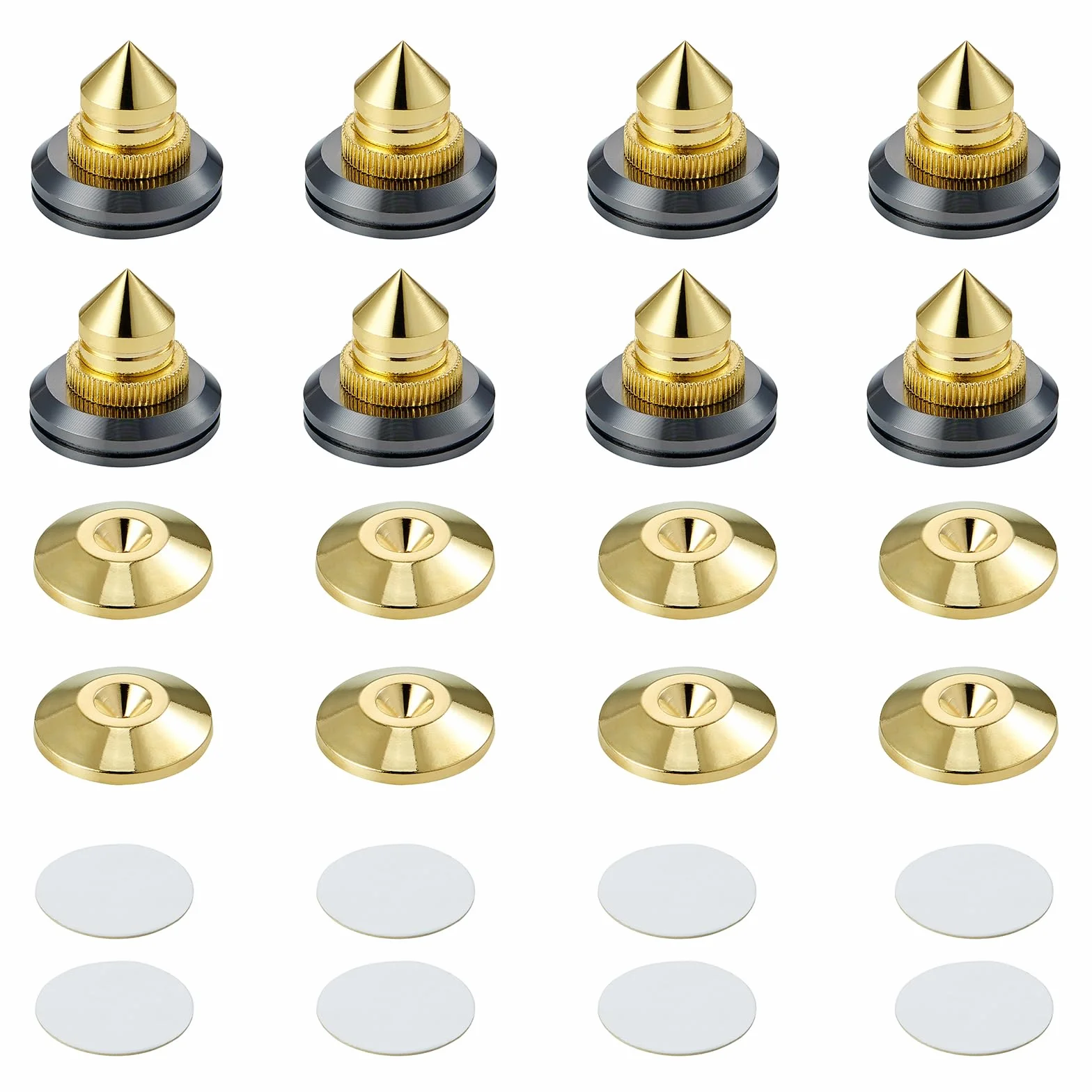 Picchi per Altoparlanti 8pz, Set di Punte per Speaker, Piedistallo Isolamento a Punta Regolabili, Oro