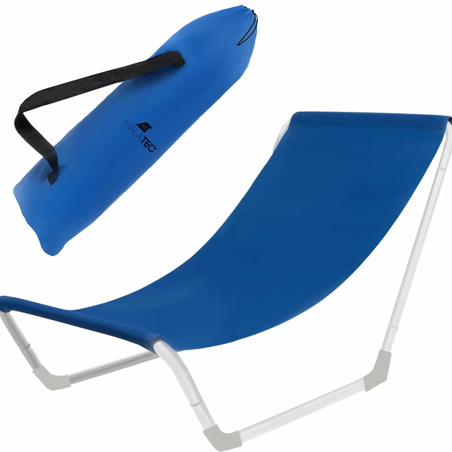 Sdraio da Spiaggia con Borsa da Trasporto Pieghevole, Resistente fino a 110 kg, Impermeabile, per Giardino, Terrazza, Spiaggia, Campeggio, in Acciaio, Blu 23563
