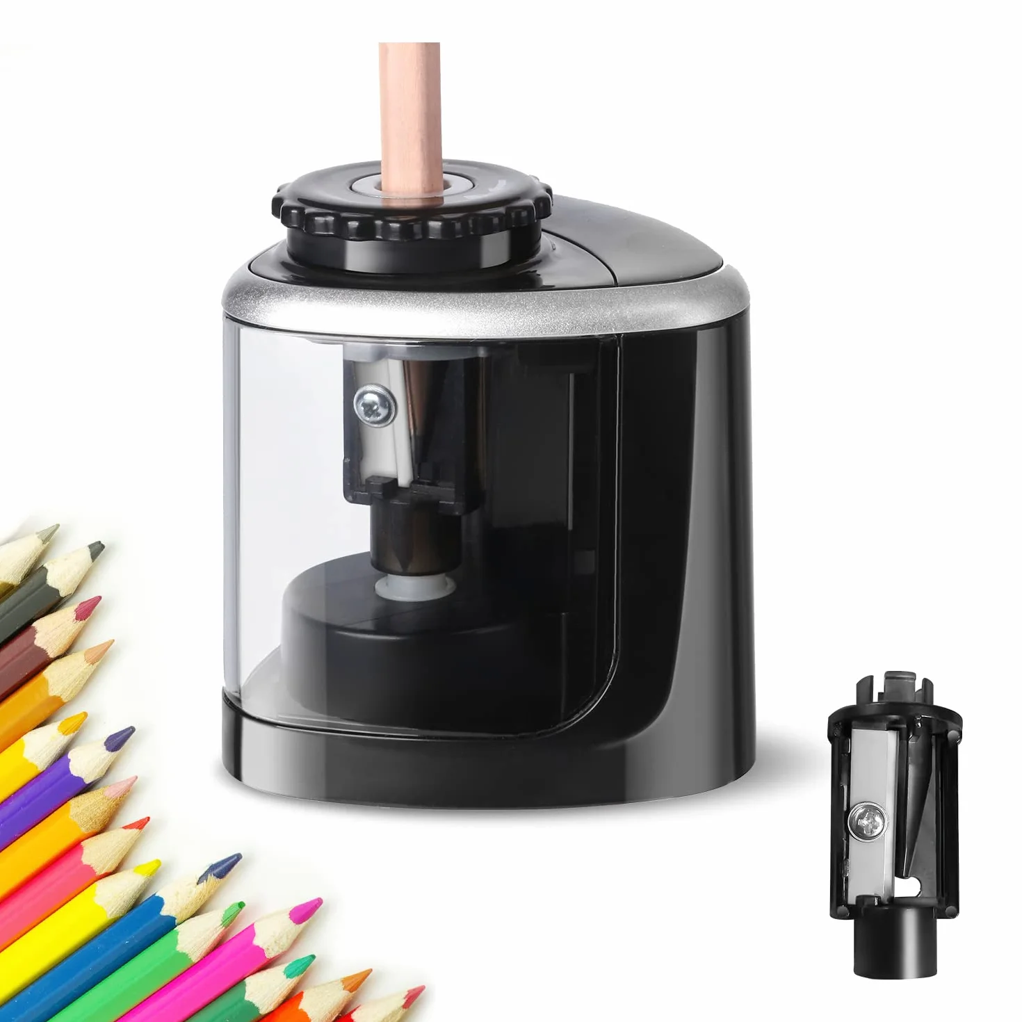 Temperamatite Elettrico a Batteria con 2 Lame Sostituibili Portatile