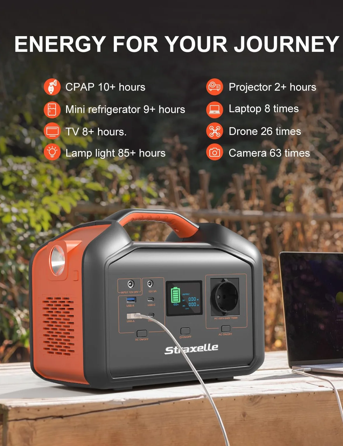Centrale Elettrica Portatile 700W (Picco 1000W), 519.48Wh MPPT Solar Generator Batteria 150W Power Station Portatile da Campeggio per Partito Generatore Elettrico Emergenza Portatile