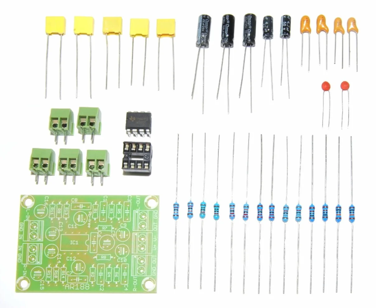 AR188 RIAA Amplificatore Stereo per Giradischi, Kit Pre-Amplificatore, Verde