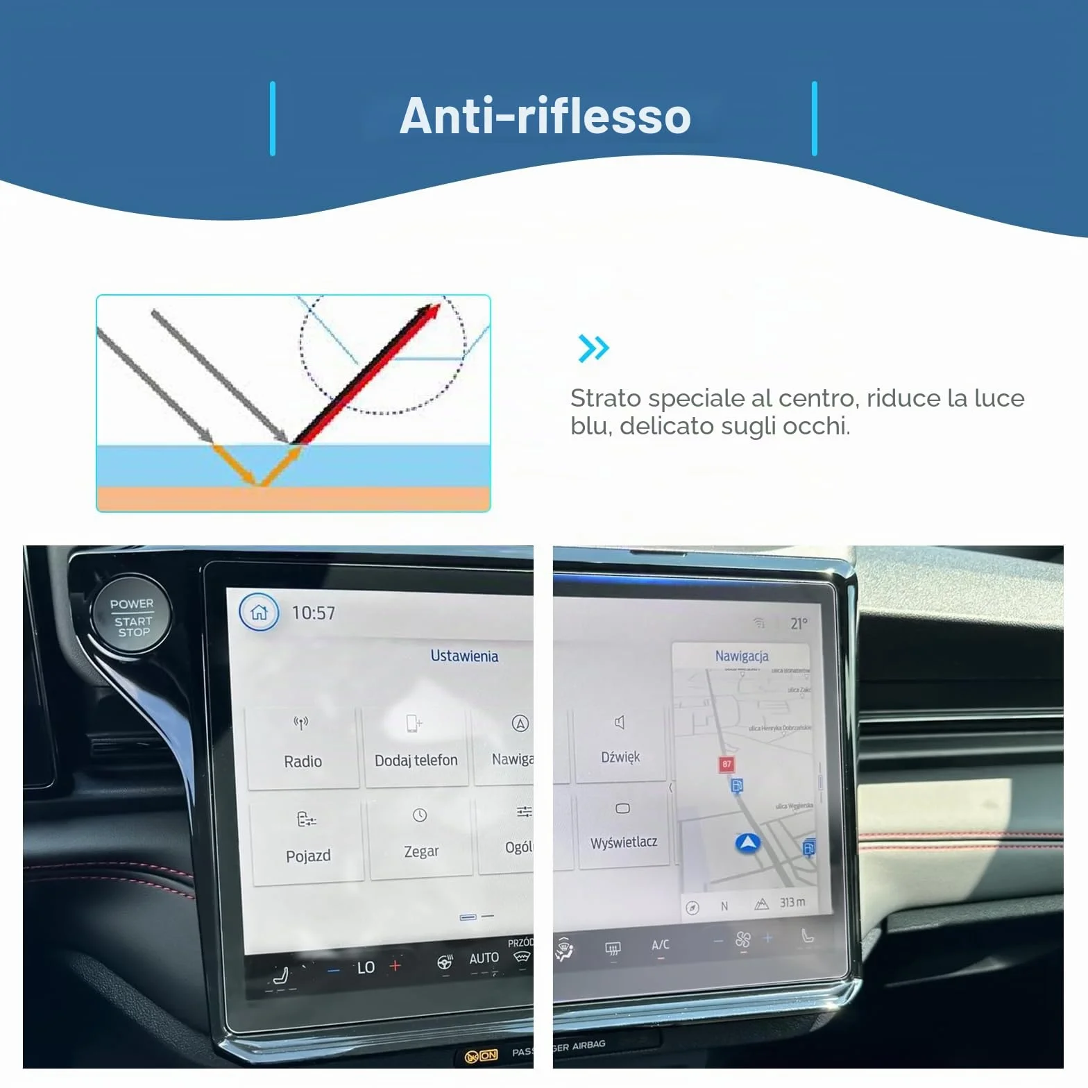 Pellicola protettiva per navigazione Ford Puma ST Line 2024-2025 SYNC 4 12 pollici accessori 2025