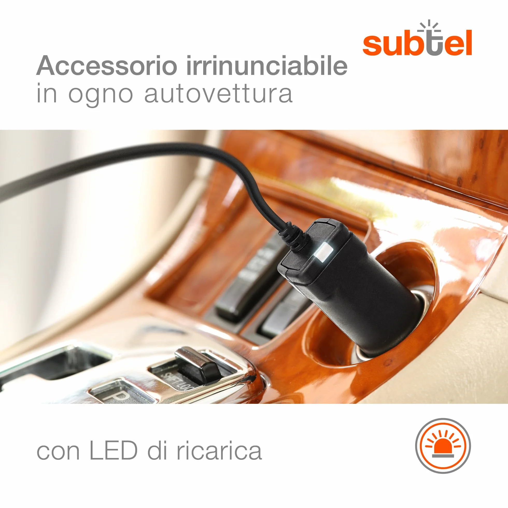 Subtel Caricatore Micro-USB 90° da Auto 1.1m 1A 5V per Navigatore GPS
