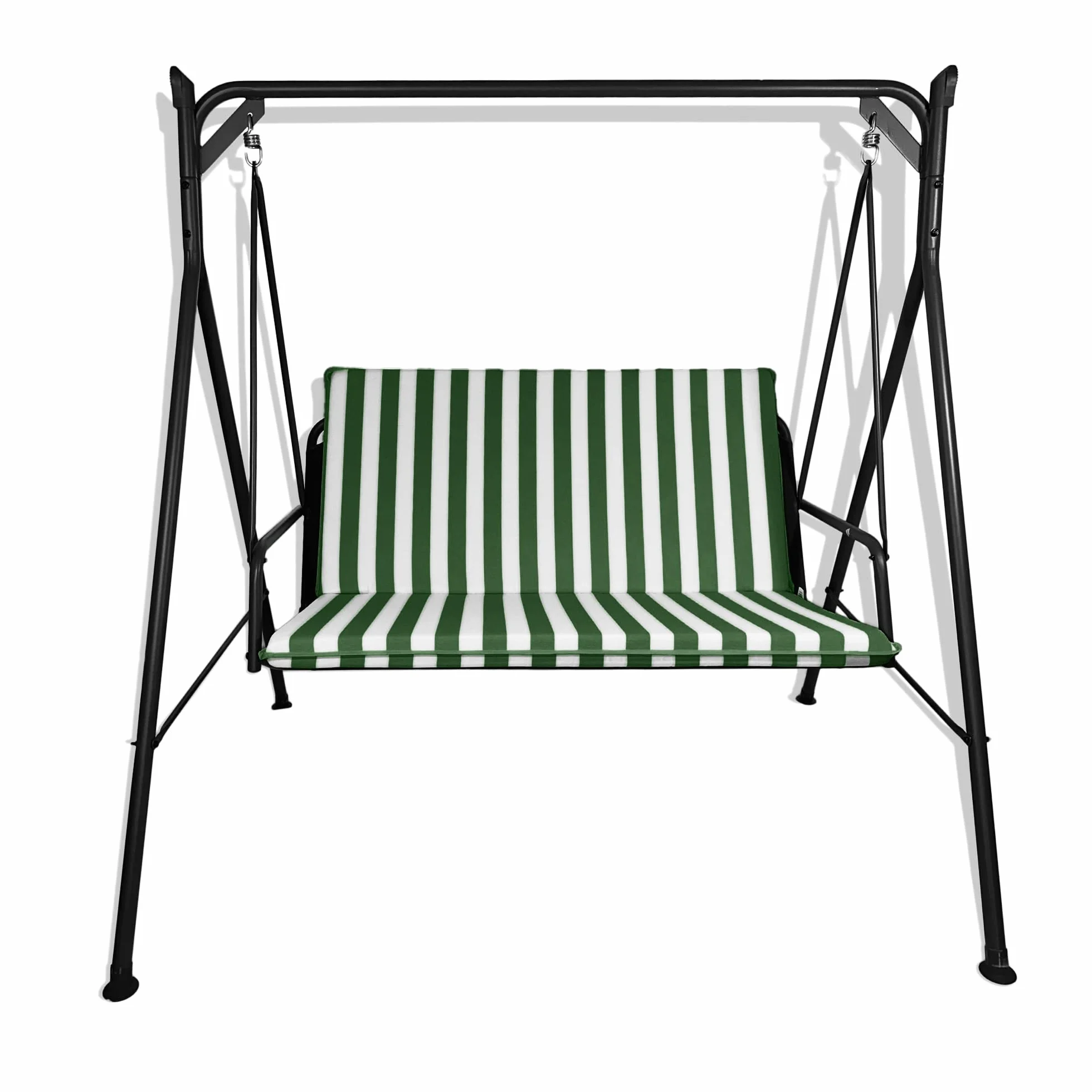 Il Tuo Artigiano Design Cuscino fasciato per dondolo da giardino 2, 3 e 4 posti spessore 8 cm (3 posti, 140x50 cm, Bianco e Verde)