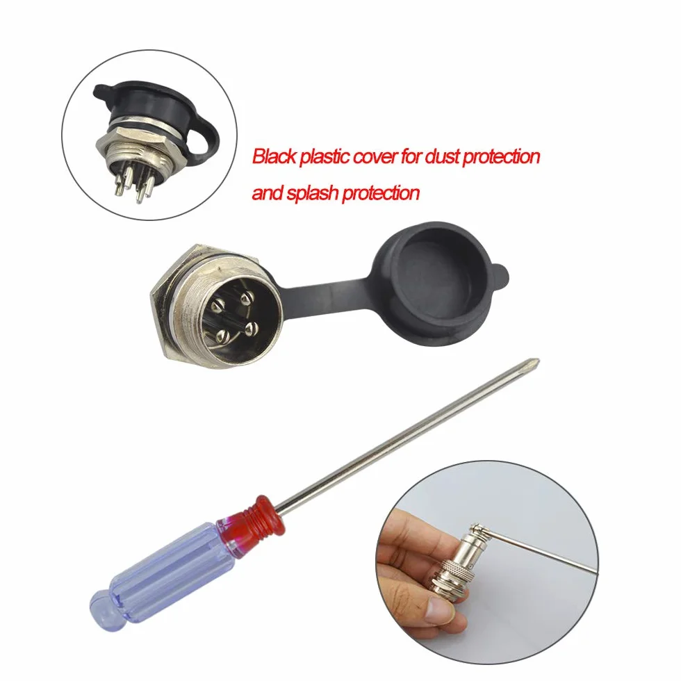 GX16 4-Pin Aviazione Spina Connettore 5A 16mm Maschio Femmina Metallo, 6 Set con Gomma Berretto e Cacciavite