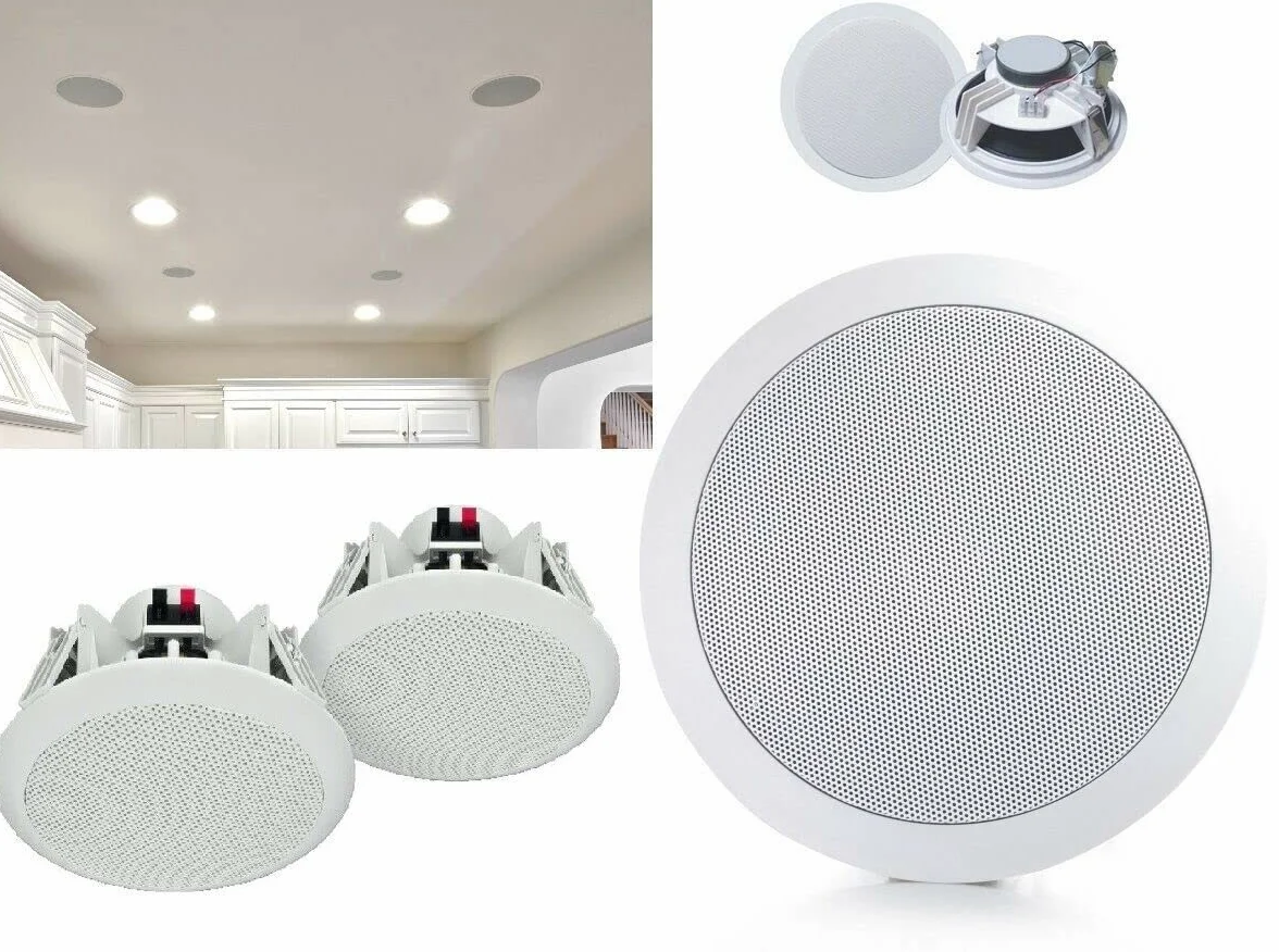 Speaker da Incasso Audio per Soffitto Filodiffusione Kit 4 pz Bianco