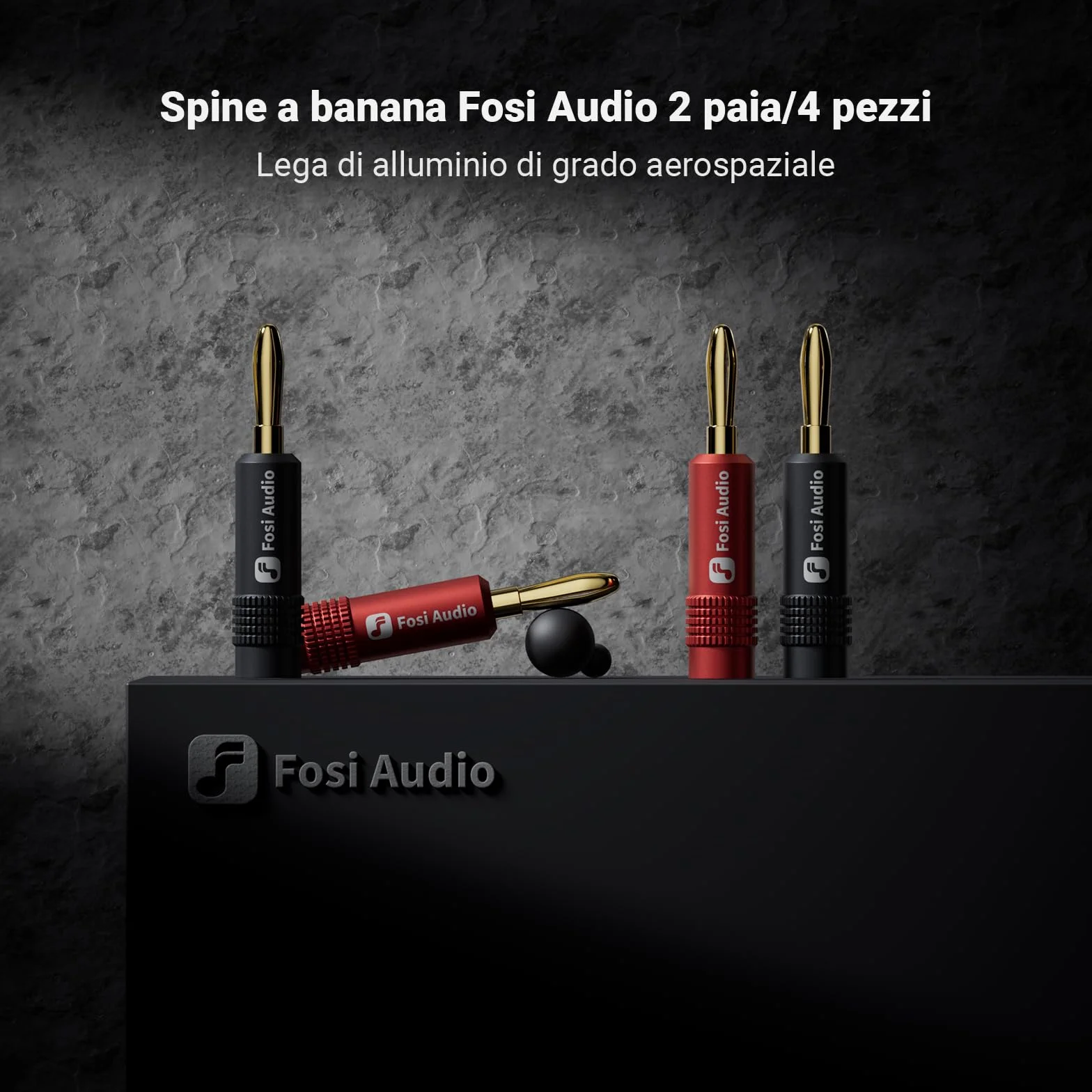 Fosi Audio Banana Plugs per altoparlanti placcate in oro, 2 coppie (4 PCS)