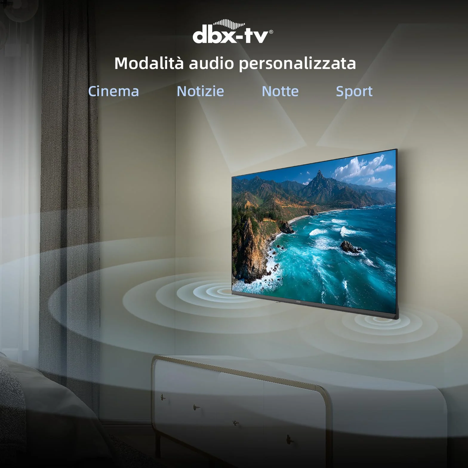 CHiQ Smart TV 32 pollici (81 cm) Full HD HDR10 Google TV OS Dolby Audio dbx-tv Tuner Triplo Chromecast Incorporato Design Metallico Senza Cornice
