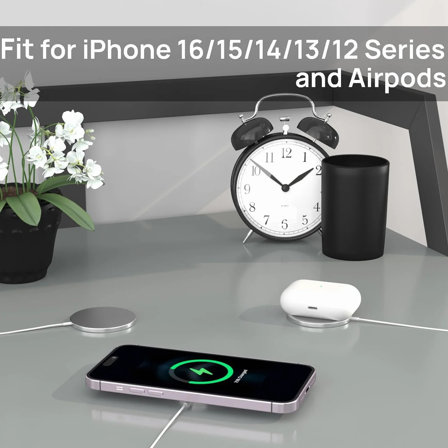 Caricatore Wireless Magnetico 15W per iPhone 16 15 14 13 12 11 Pro Max Mini, AirPods 2/3/Pro