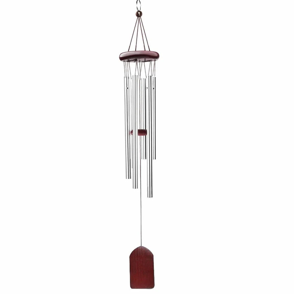 Scacciapensieri per esterni, 65 cm, in lega di alluminio, 6 tubi, decorazione per camera, balcone, giardino (marrone rosso)